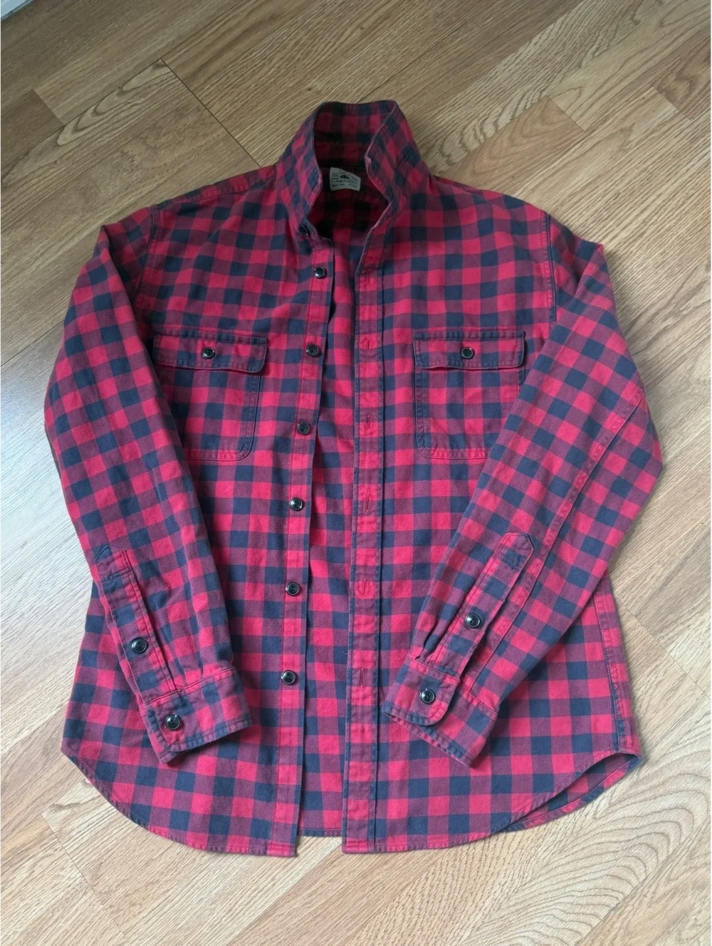 J.Crew Medium Red and Black Buffalo Plaid Cotton Shirt